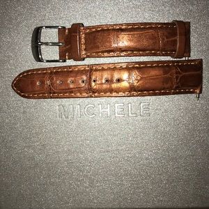 Michele 18mm Coffee Thin Alligator Watch Strap